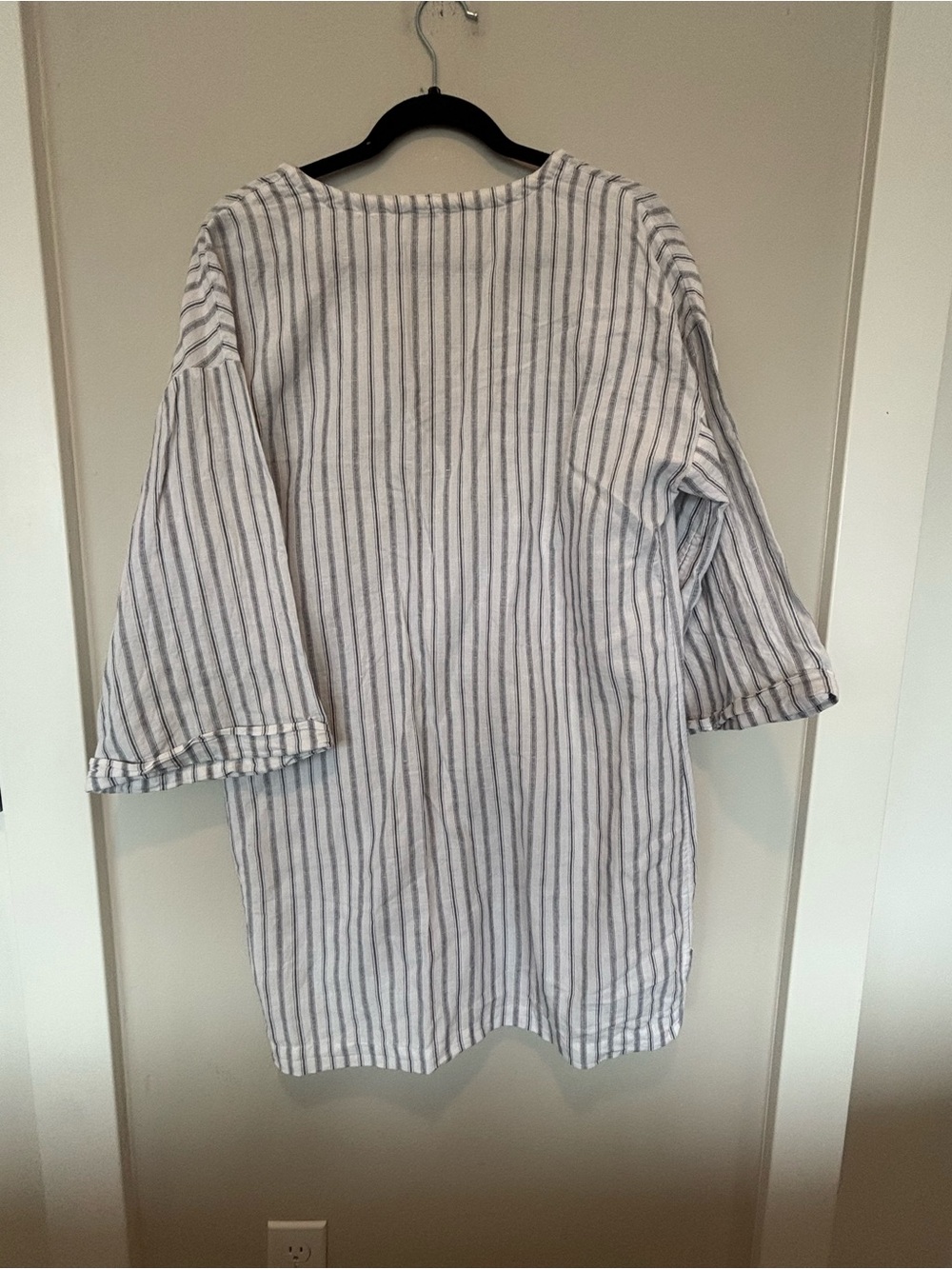 J. Crew White Tunic with Navy Pinstripes - Picture 2 of 4